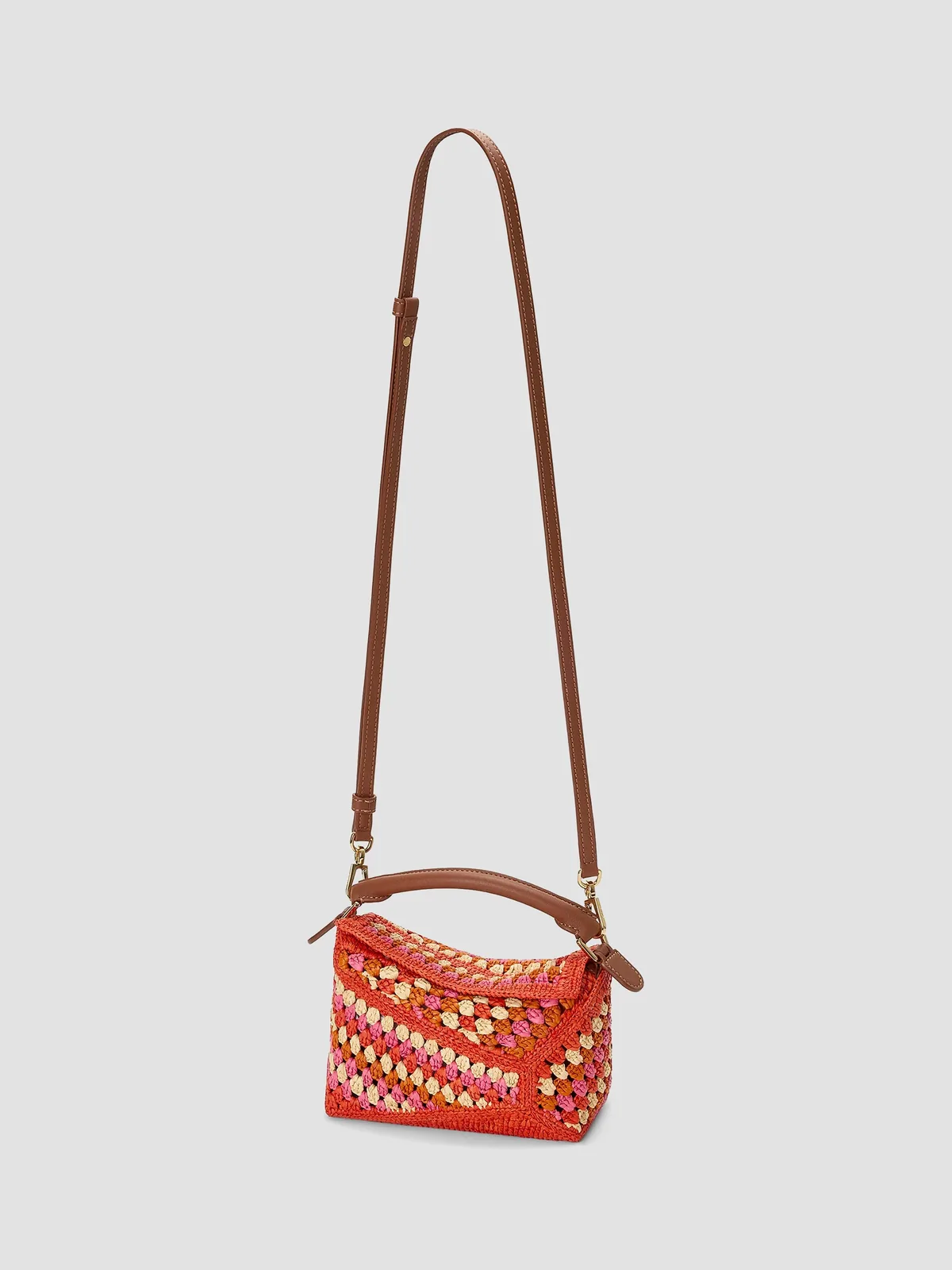 LOEWE x Paula's Ibiza Puzzle Edge Mini Crochet Raffia Bag for Sale