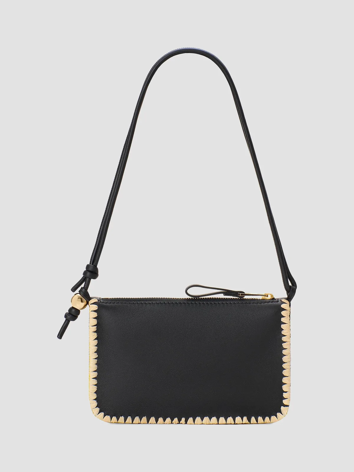 LOEWE x Paula's Ibiza Rio Whipstitch Leather-Raffia Pouch for Sale