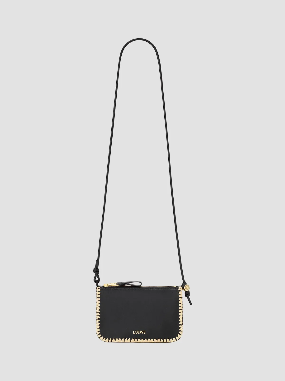 LOEWE x Paula's Ibiza Rio Whipstitch Leather-Raffia Pouch for Sale