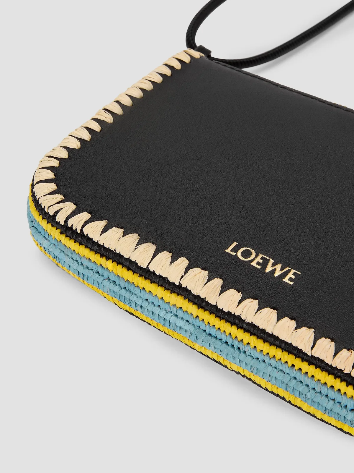 LOEWE x Paula's Ibiza Rio Whipstitch Leather-Raffia Pouch for Sale