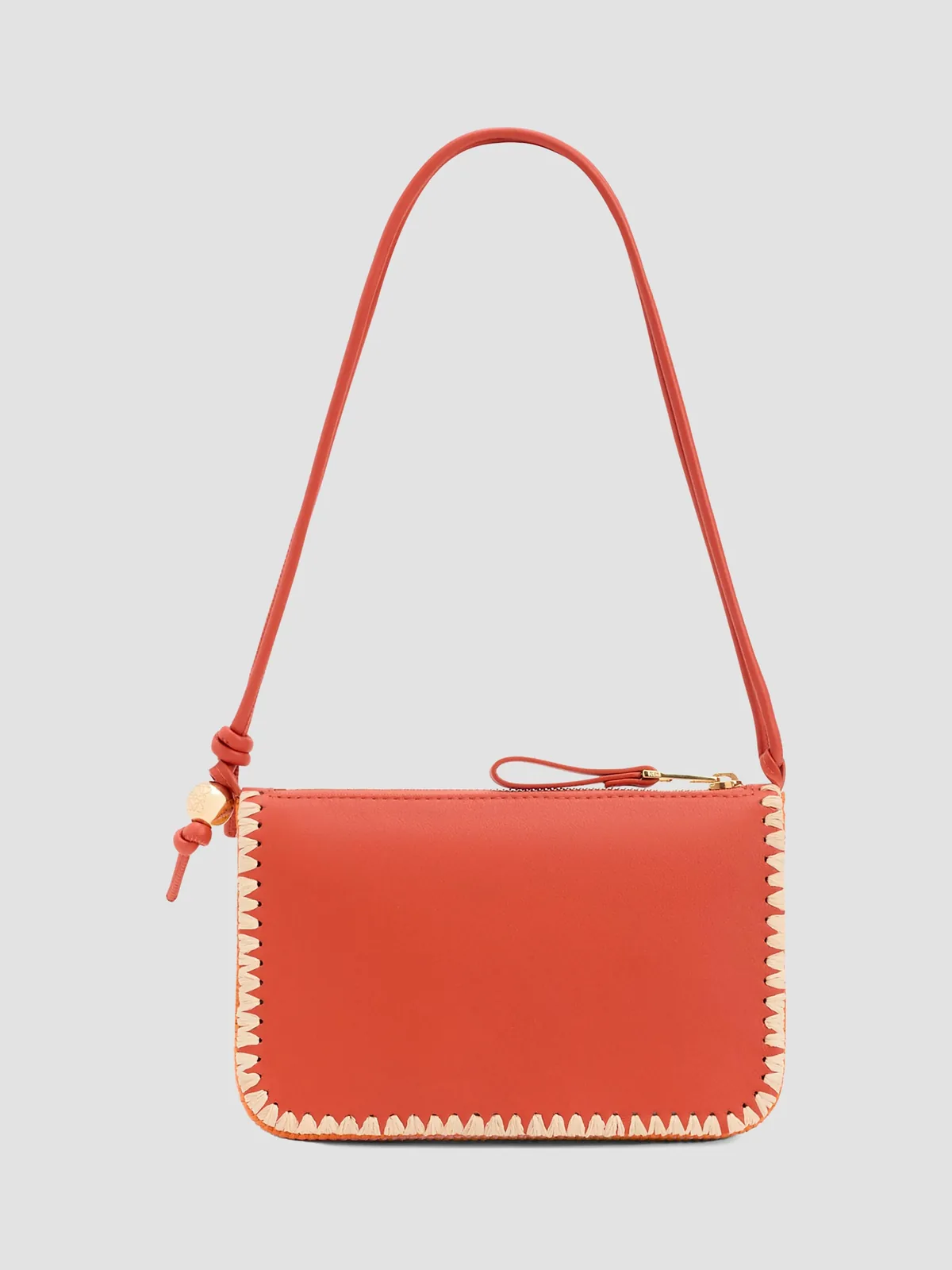 LOEWE x Paula's Ibiza Rio Whipstitch Leather-Raffia Pouch for Sale