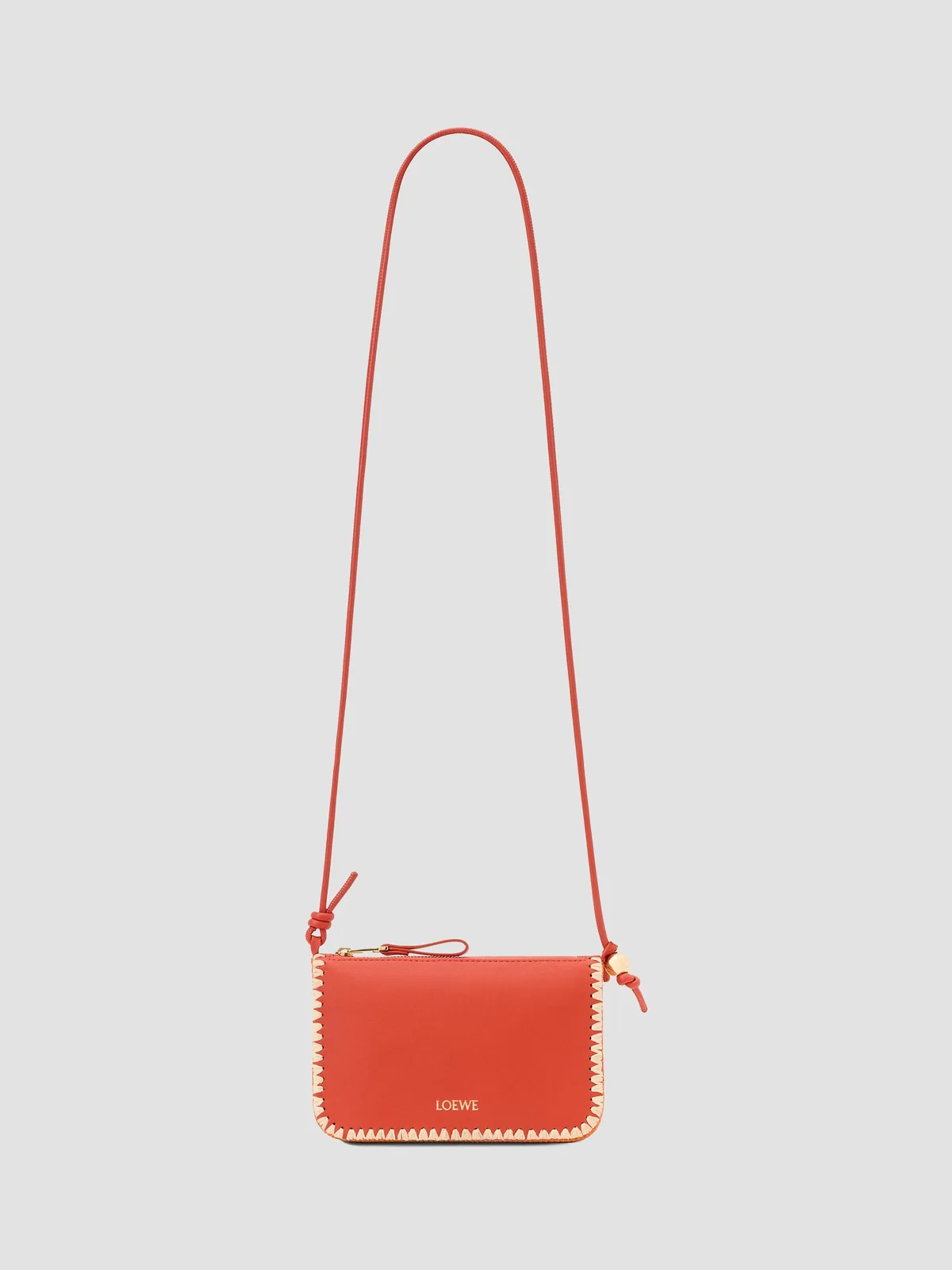 LOEWE x Paula's Ibiza Rio Whipstitch Leather-Raffia Pouch for Sale