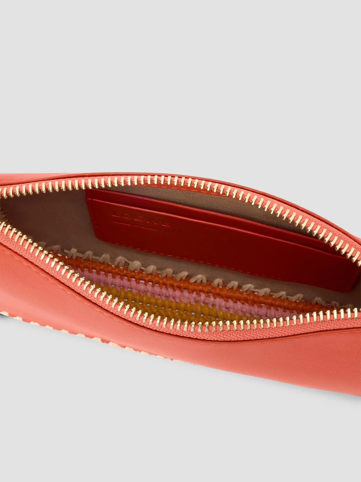 LOEWE x Paula's Ibiza Rio Whipstitch Leather-Raffia Pouch for Sale