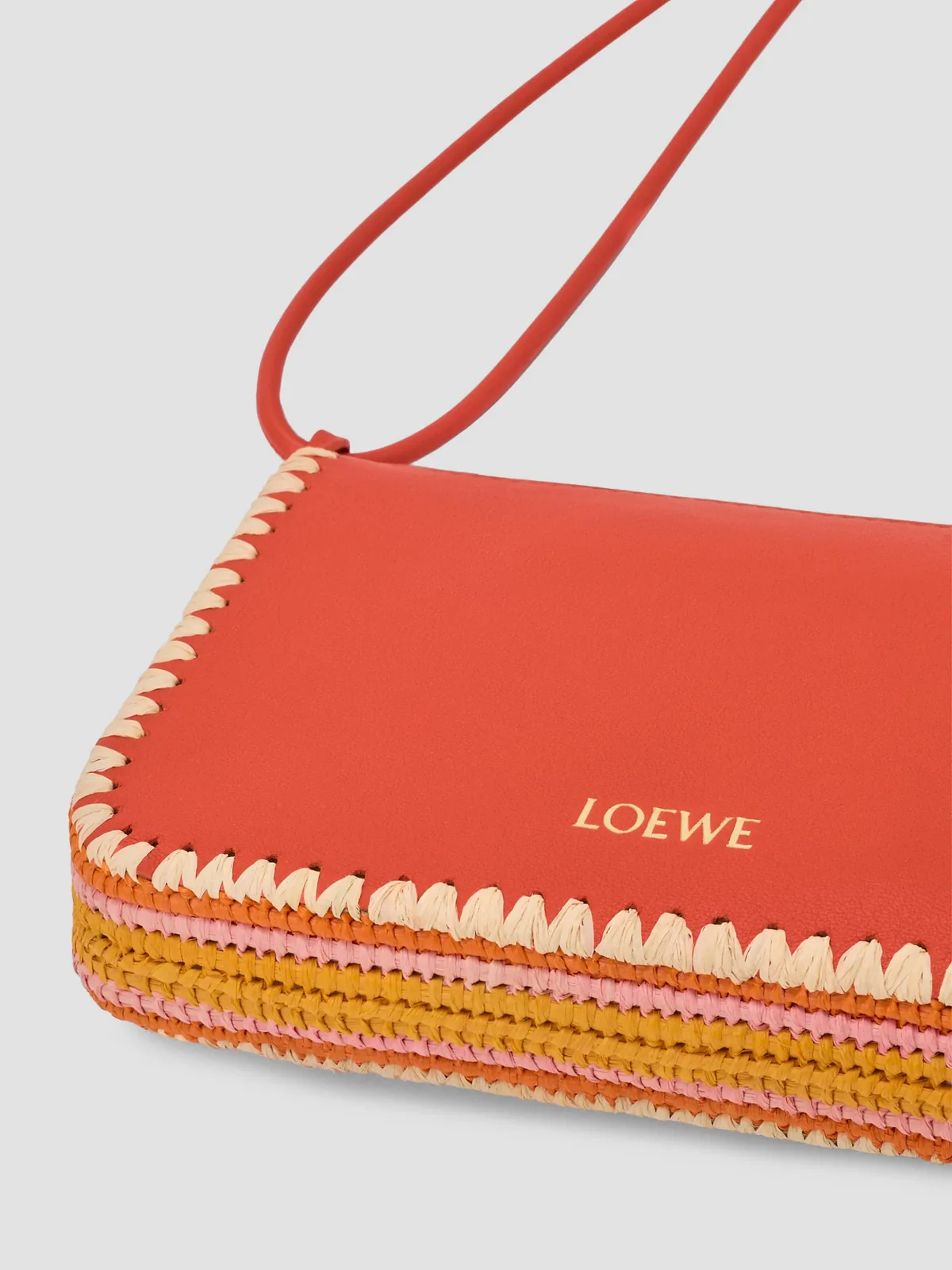LOEWE x Paula's Ibiza Rio Whipstitch Leather-Raffia Pouch for Sale
