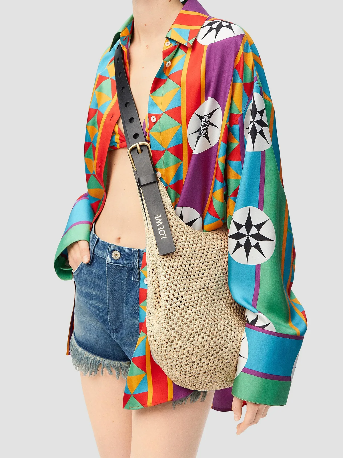 LOEWE x Paula's Ibiza Small Punch Hole Raffia Hobo Bag for Sale