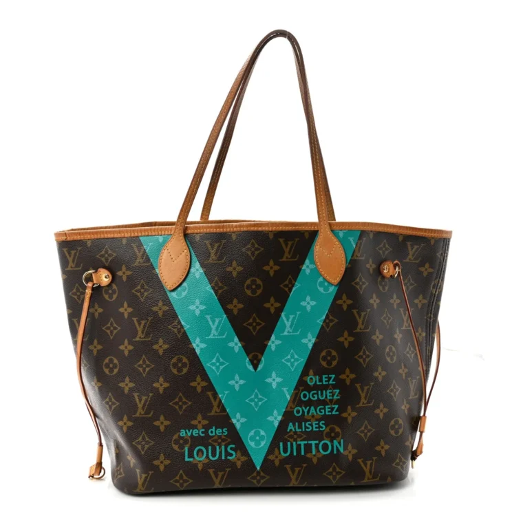 Louis Vuitton Monogram V Neverfull MM Turquoise – Very Good 2015 for Sale