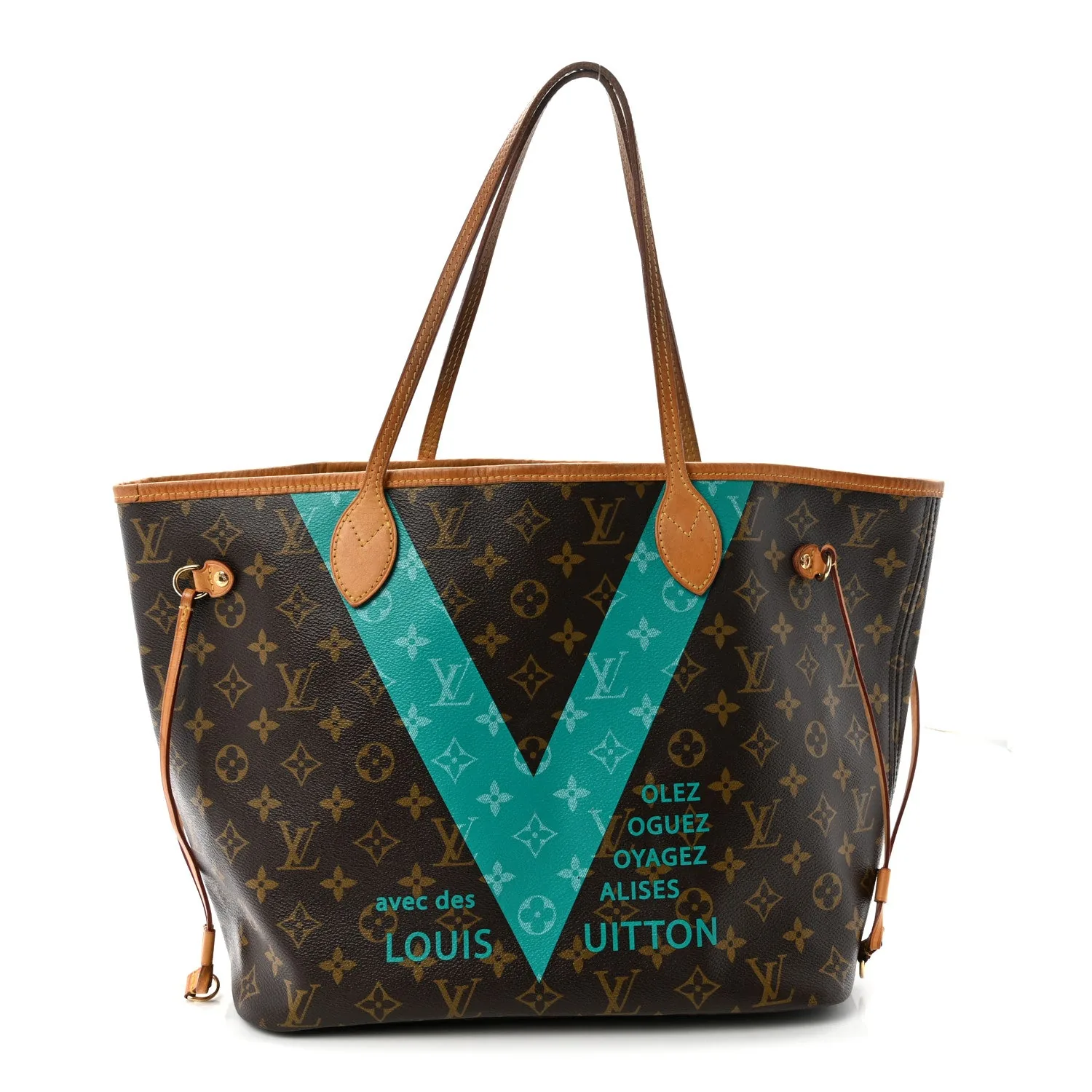 Louis Vuitton Monogram V Neverfull MM Turquoise – Very Good 2015