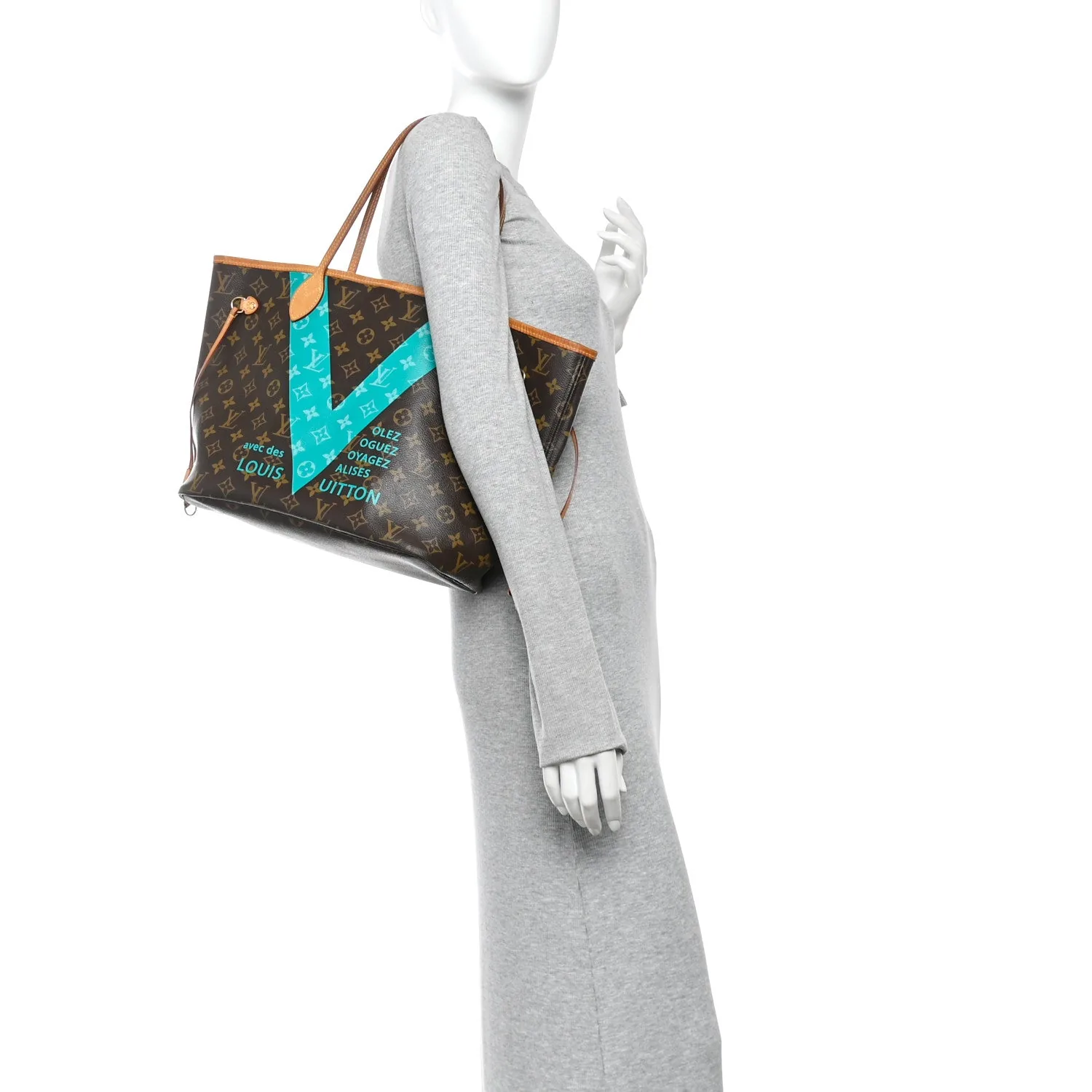 Louis Vuitton Monogram V Neverfull MM Turquoise – Very Good 2015 – photo 2
