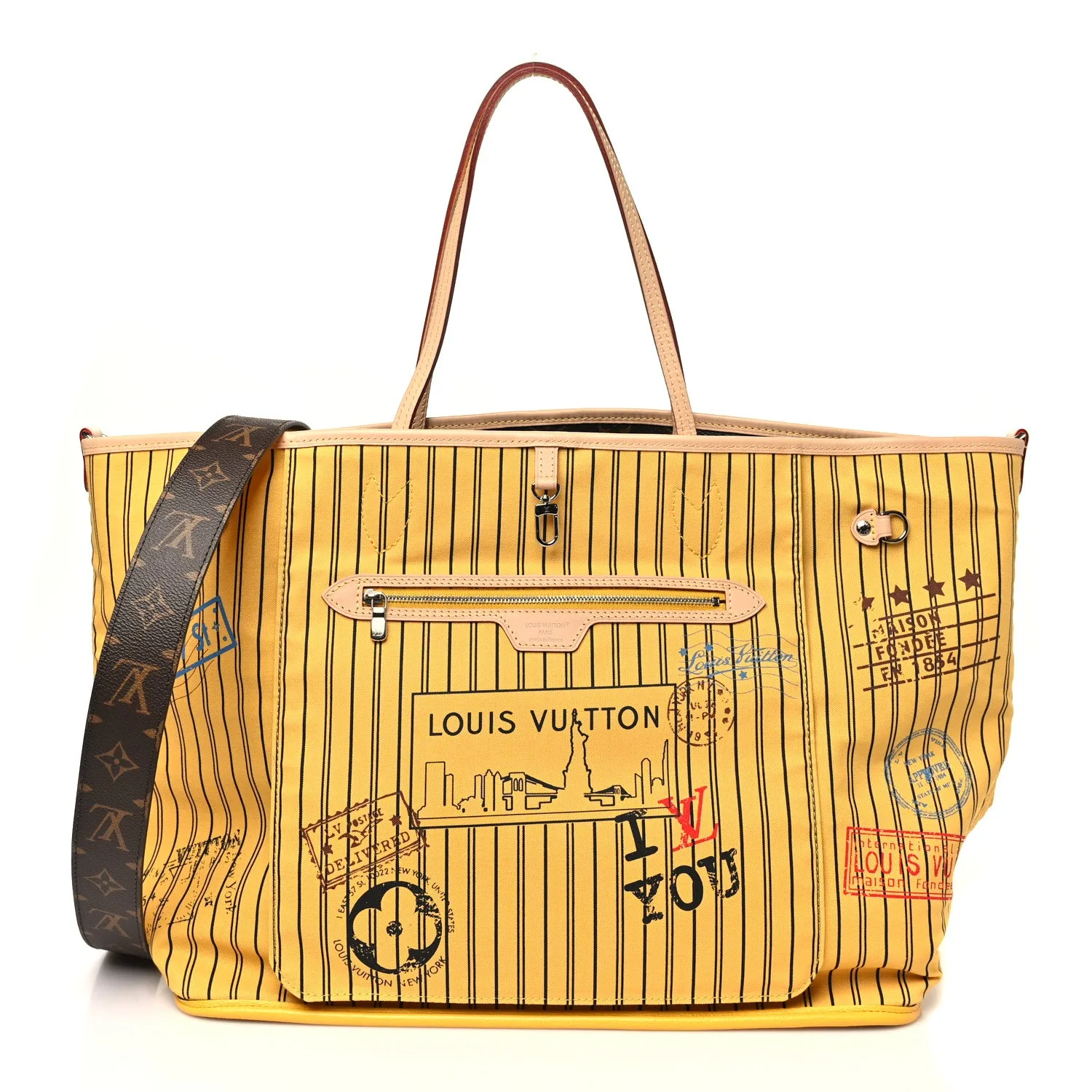 Louis Vuitton Monogram Stamped Inside Out NYC Neverfull Bandouliere GM Yellow – photo 2