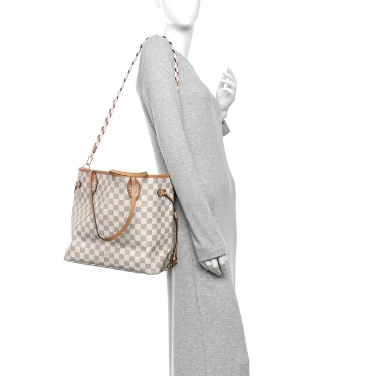 Louis Vuitton Damier Azur Braided Neverfull MM Orange for Sale — alternate view