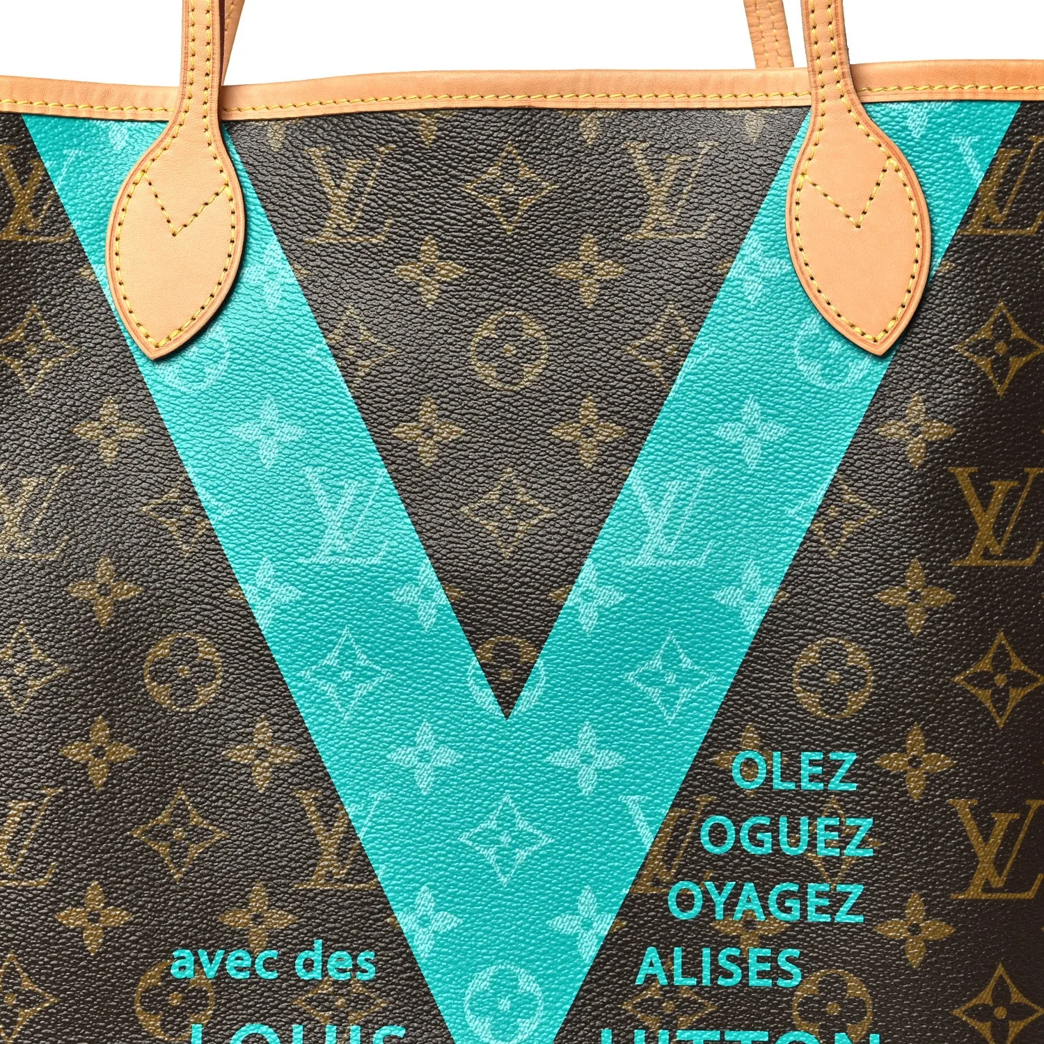 Louis Vuitton Monogram V Neverfull MM Turquoise – Very Good 2015 – photo 8