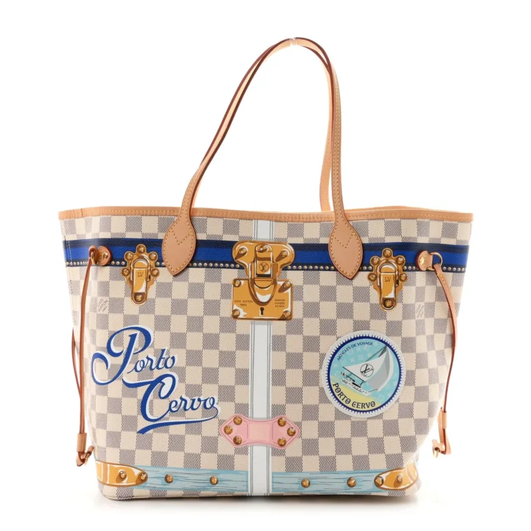 Louis Vuitton Damier Azur Summer Trunks Mykonos Neo Neverfull MM for Sale