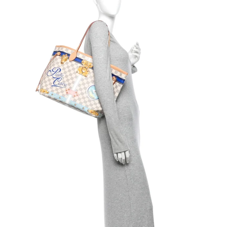 Louis Vuitton Damier Azur Summer Trunks Mykonos Neo Neverfull MM for Sale — alternate view