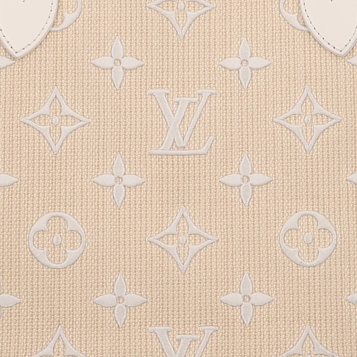 Louis Vuitton Cotton Monogram Embroidered Neverfull MM Beige White – Very Good – photo 8