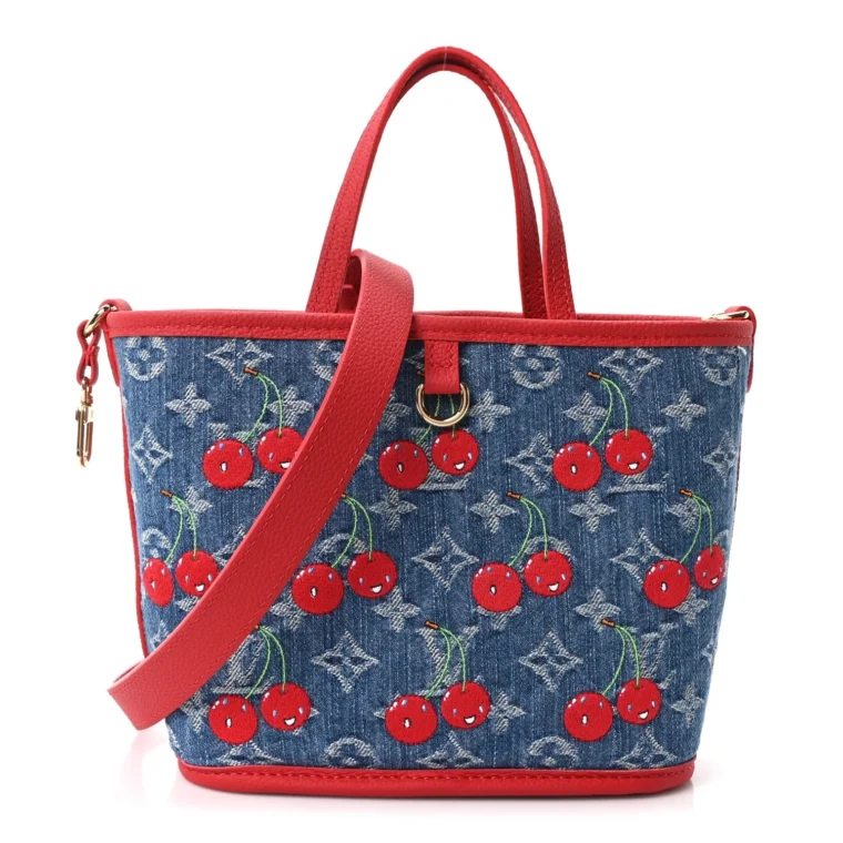 Louis Vuitton LV X TM Monogram Denim Cerises Neverfull Inside Out BB for Sale