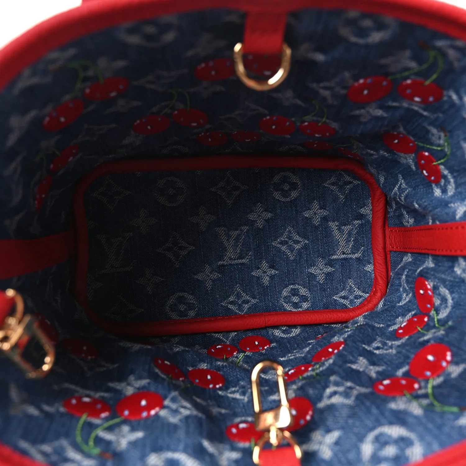 Louis Vuitton LV X TM Monogram Denim Cerises Neverfull Inside Out BB – photo 9