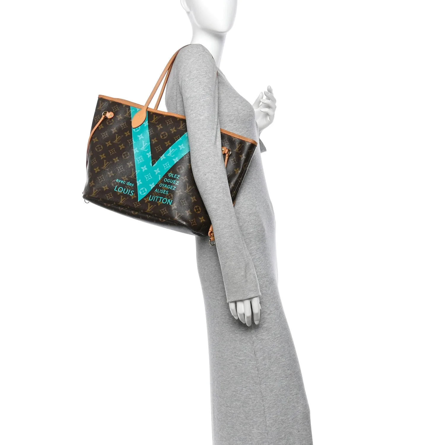 Louis Vuitton Monogram V Neverfull MM Turquoise – Very Good 2015 – photo 3