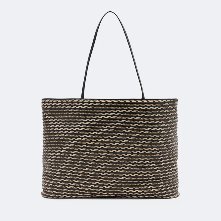 The Row Beau Large Black/Natural Raffia Tote for Sale