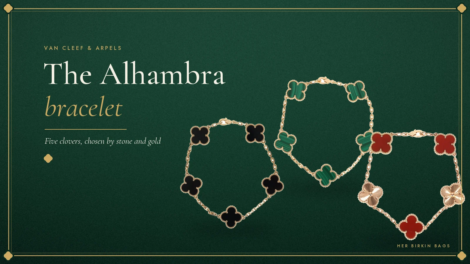 Van Cleef bracelet: Vintage Alhambra bracelets in onyx, malachite and carnelian
